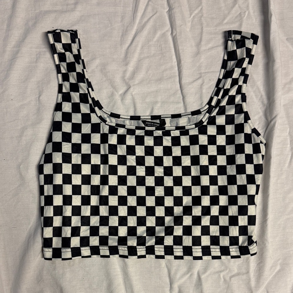 Black and White Checkered Crop Top